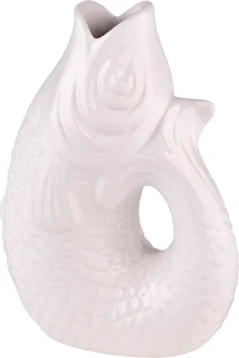 Produktbild von Gift Company Vase Monsieur Carafon XS, Dekovase in Fisch-Form, Steingut, Weiß, 12.5 cm, 78349