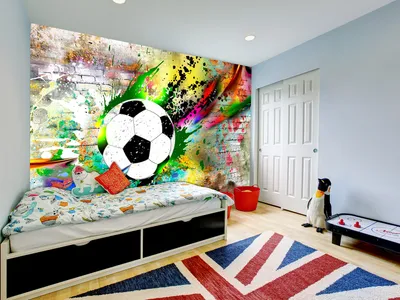 Produktbild von Vlies Fototapete Fussball 400x280 cm Tapeten Wandtapete XXL Fußball Kindertapete Kinderzimmer Kinder i-C-0095-a-a