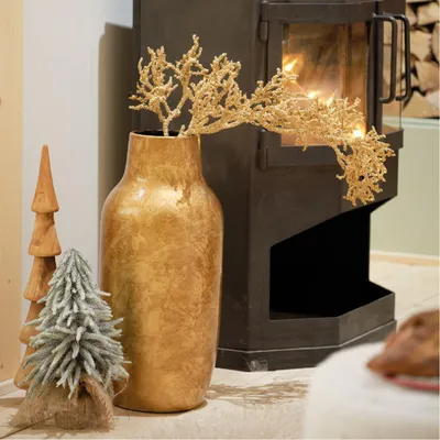 Produktbild von Decoris Design Blumenvase Terracotta - gold - 22 x 50 cm - einzigartige Glasuroptik