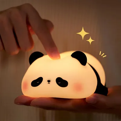 Produktbild von Nachtlicht Kinder Panda Nachtlampe Dimmbar Timer Touch-Steuerung Silikon Nachtlicht Baby USB-Aufladbar Niedliche Panda Lampe