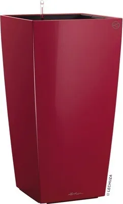 Obrázek produktu pro Samozavlažovací květináč Lechuza Cubico 30 x 30 x 56 cm červená včetně zavlažovacího systému, vložky na rostliny, substrátu a ukazatele hladiny vody