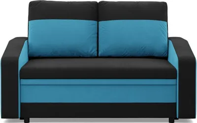 Produktbild von Klappsofa mit Schlaffunktion ORION, Sofa 2-Sitzer für Wohnzimmer Schwarz/Blau