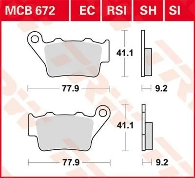 Obrázok produktu pre TRW Sada brzdových doštičiek EC MCB672EC Pegaso 650 VD BX449 Cross DS404 Caballero Scrambler EC125 MX 4