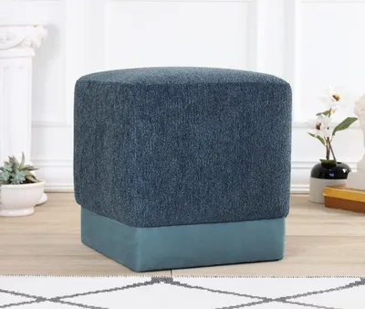 Produktbild von Hanah Home, Borgot - Blue, Sitzpuff, 50 % BAUMWOLLE / 50 % LEINEN, Blau, 45 x 45 x 45 cm
