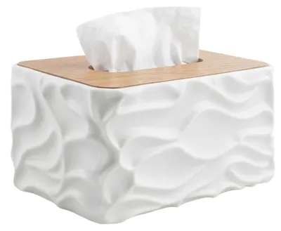 Image de Boîte rectangulaire avec couvercle en bois, idéale pour ranger les lingettes cosmétiques. Dimensions : 21 x 13 x 10,4 cm
