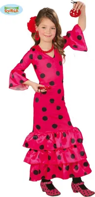 Obrázok produktu pre španielska tanečnica flamenca - kostým pre dievčatá veľkosti 110 - 146, veľkosť:128/134