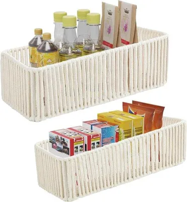 Immagine prodotto di Set di 2 contenitori in corda di cotone intrecciata per la decorazione e l'organizzazione