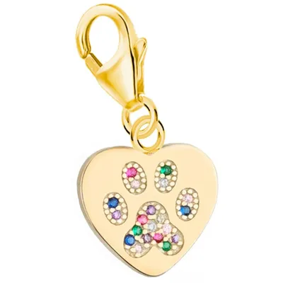Pfote Charm Anhänger für die Liebe zu Haustieren I 925 Gelbgold

