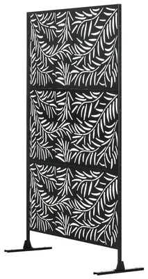 Produktbild von Raumteiler mit Weidenblattmuster, Sichtschutz fš¹r Garten, Terrasse, Balkon, 122 x 45 x 198 cm, Schwarz