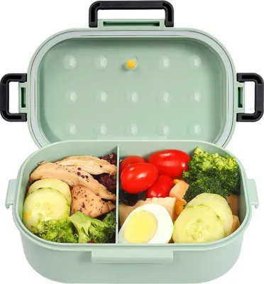 Produktbild von 1000ml Bento Box, Auslaufsichere Brotdose Kinder und Erwachsene,Lunchbox mit Fächern，Auslaufsichere Brotzeitbox (Grün)