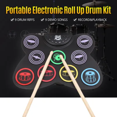 Produktbild von Tragbares Rolldrum-Set aus Silikon, elektronische Sets, Trommeln für Anfänger zum Üben