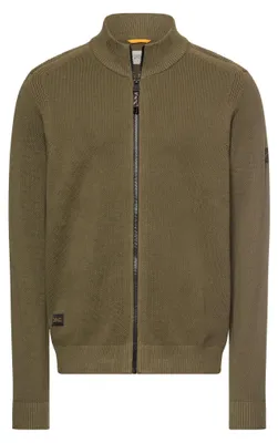 Zdjęcie produktu dla Sweter męski marki camel active, kolor oliwkowy, z kołnierzem typu stójka, rozmiar XXL