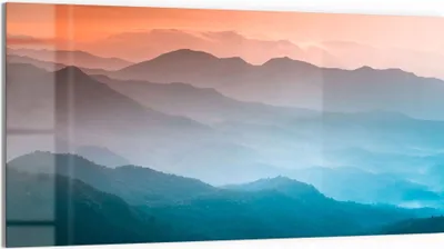 Produktbild von DEQORI Glasbild Echtglas 100x50 cm 'Verschleierte Bergketten' Wandbild Bild modern Deko