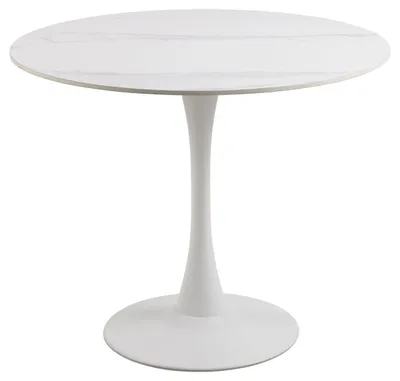 Runder Esstisch für 4 Personen, Keramikplatte, Trompetenfuß, Ø 90 x H 75 cm