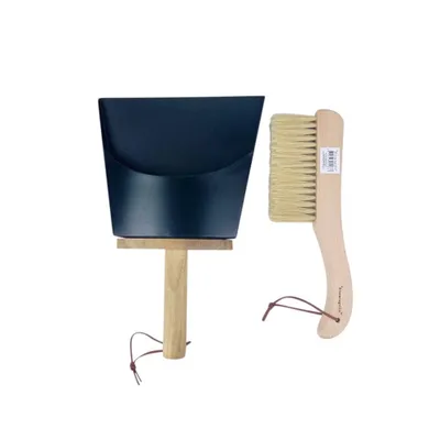 Produktbild von Kehrschaufel Shino mit Besen Metall Buchenholz Schwarz Braun