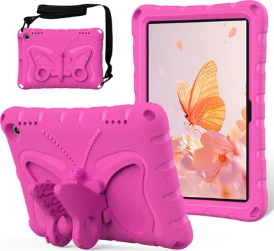 Produktbild von Kinder Hülle für Amazon Fire HD 8 / Fire HD 8 Plus 2022/2020 8,0" Leicht Stoßfeste EVA Kindgerechtes Schutzhülle mit Schultergurt, Schmetterlings-Ständer Rosa