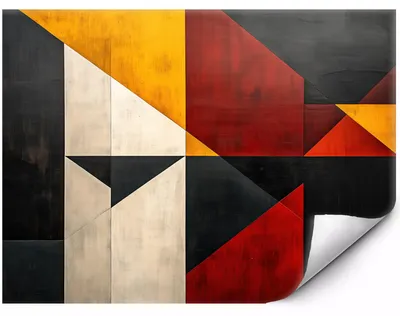 Zdjęcie produktu dla Samoprzylepna Fototapeta Geometryczna abstrakcja w ciepłych barwach do salonu sypialni biura 250x175 cm, productTiles.product.images.aiGenerated