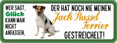Produktbild von vianmo Holzschild 10x27 cm Jack Russel Terrier Hund gestreichelt Tier Haustier