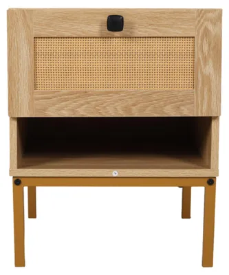 Obrázok produktu pre SensaHome - Nočný stolík Japandi 4 nohy - Antique s ratanovou doskou - 40x40x50cm - 8,7 kg - drevo