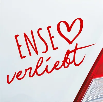 Produktbild von Auto Aufkleber Ense verliebt Herz Gemeinde Liebe Car 19x10 cm Rot Sticker Heckscheibenaufkleber