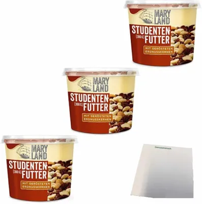 Produktbild von Maryland Studentenfutter Klassik 3er Pack (3x300g Becher) + usy Block