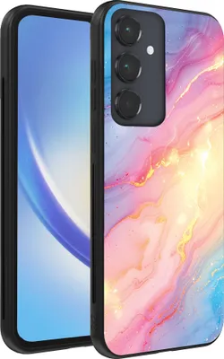 Produktbild von Smartphonica Telefon Fall geeignet für Samsung Galaxy A34 5G mit Regenbogen Glitter Marmor Print - TPU Backcover Fall Regenbogen Glitter Marmor Design