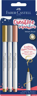 Produktbild von Faber-Castell Gofa Brush, Metallisch, Mehrfarbig, Mehrfarbig, 3 Farben, Feine Spitze, Rund, 1,5 mm