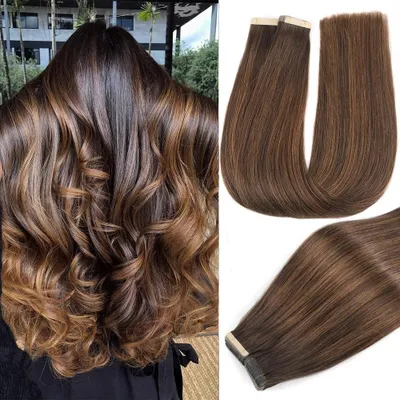 Immagine prodotto di Omgoods - Extension per capelli a nastro - 20 pezzi, 40 cm, marrone scuro