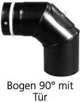 Produktbild von Pelletofenrohrbogen schwarz emailliert 90 Grad ohne Tür mit Viton-Dichtung (3 Segmente) | DN 100