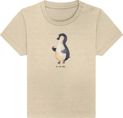 Produktbild von Mr. & Mrs. Panda Organic Baby Shirt Pinguin Marienkäfer 6. - 12. Monat - Natural Raw - Geschenk, Pinguine, Top, Aufmerksam, Glück,  T-Shirt, Liebe, Kleine Wunder