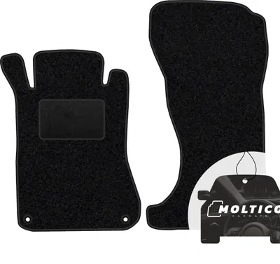 Produktbild von moto-MOLTICO Vorne Fußmatten Auto Velours Autoteppiche Schwarz Automatten Set 2-teilig passend für Mercedes-Benz C-Klasse W203 4-matic 2000-2007