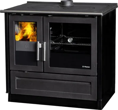 Produktbild von Holzherd Plamen 910 Schwarz – Küchenofen mit Backfach & 9 kW Leistung | Dauerbrandherd Holzofen A+