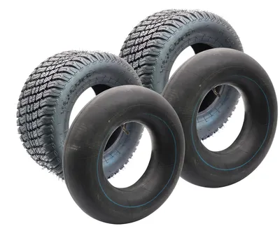 Produktbild von 2x Reifen 16x6.50-8 inkl. Schläuche mit abgebogenem Winkelventil TR87