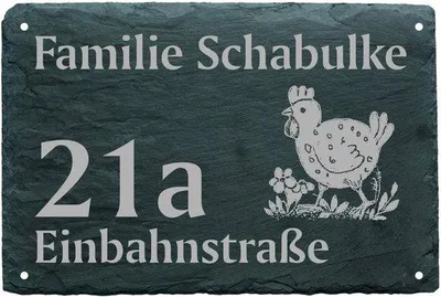 Produktbild von Hausnummernschild - Wandmontage aus Naturstein - 22 x 16 cm - Schiefer