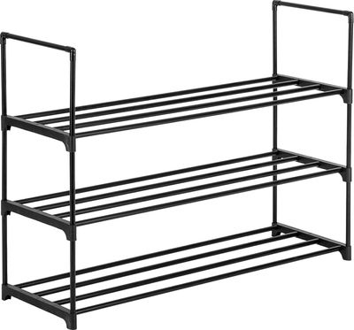 3 Ebenen 90 x 30 x 66cm Schuhständer Schuhablage Schuhschrank Stauraum Schwarz