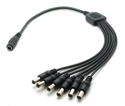 Produktbild von DC Hohlstecker 5,5 x 2,1mm Y-Verteiler 1x Buchse - 6x Stecker