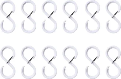Produktbild von 12 Stück S Haken, Haken zum Einhängen, Anti-Drop Aufhänger Aufhängehaken Haken mit Sicherheitsschnalle für Kleiderstange S Haken Klein für Küche Badezimmer Schlafzimmer Büro Garten(Weiß)