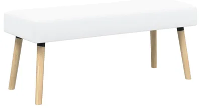 Image de Banc rembourré VidaXL, blanc, 110 x 40 x 46 cm, tissu