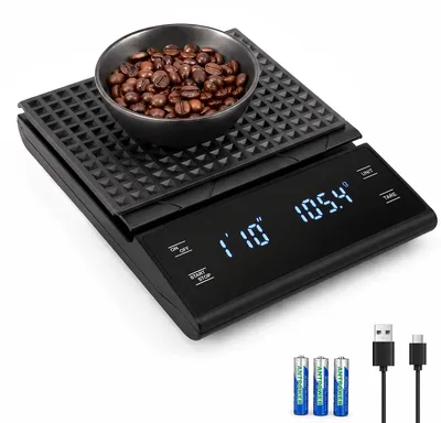 Kaffeewaage digital mit Timer, 5000 g, 0,1 g genau, LED-Touchscreen