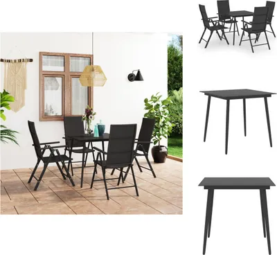 Produktbild von vidaXL 5-tlg. Garten-Essgruppe Schwarz -  Gartenmöbel-Sets