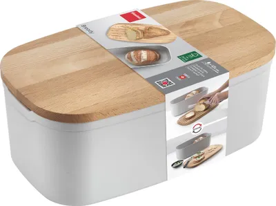 Produktbild von metaltex Brotkasten Bready mit Schneidebrett-Deckel