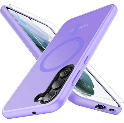 Productafbeelding van Hoesje voor Samsung Galaxy S21 FE 5G, paars, met magneetsluiting, inclusief beschermfolie, mat, harde case