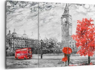 Produktbild von Bild auf Leinwand - Leinwandbild - London Bus - 105x70cm - Wand Bild - Wanddeko - Wandbilder - Leinwanddruck - Bilder - Kunstdruck - Wanddekoration - Leinwand bilder - Wandkunst - CE105x70-3866
