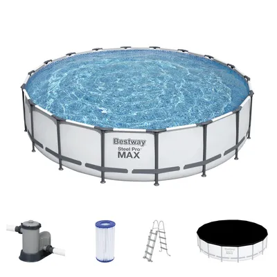 Zdjęcie produktu dla Bestway Steel Pro 56462, 23062 l, Basen ramowy, Drabina, Niebieski, 85,6 kg