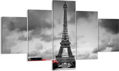 Produktbild von Bild auf Leinwand - Leinwandbild - Auto Eiffle Paris Stadt - 125x70cm - Wand Bild - Wanddeko - Leinwanddruck - Bilder - Kunstdruck - Wanddekoration - Leinwand bilder - Wandkunst - EA125x70-2828