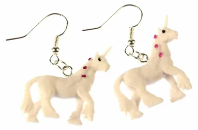 Produktbild von Einhorn Ohrringe Einhörner Miniblings Pferd Fantasy Unicorn weiß Punkte Gummi