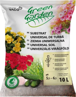 Zdjęcie produktu dla Vaco Green Garden Ziemia Uniwersalna 10 L Do Doniczek Ogródka Kwiatów