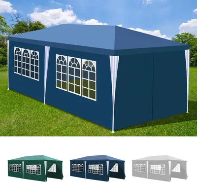 Produktbild von Izrielar 3 x 6m Pavillon Wasserdicht Gartenzelt, UV-Schutz 50+ Pavillons & Partyzelte Festzelt mit 4 Seiten für für Camping / Garten / Hochzeit / Strand,Blau