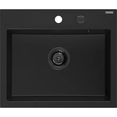 Zdjęcie produktu dla Mexen Oscar zlewozmywak granitowy 1-komorowy 580 x 490 mm, czarny, syfon czarny - 6519581000-77-B