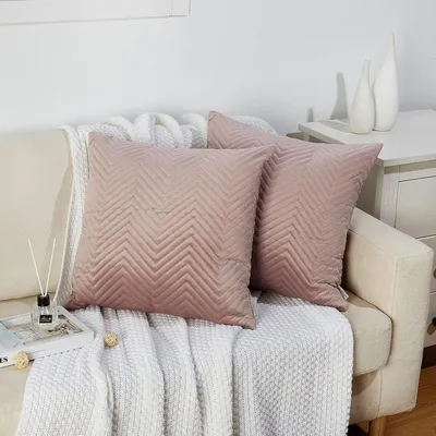 Immagine prodotto di set di 2 copricuscini in velluto rosa chiaro 65 x 65 cm